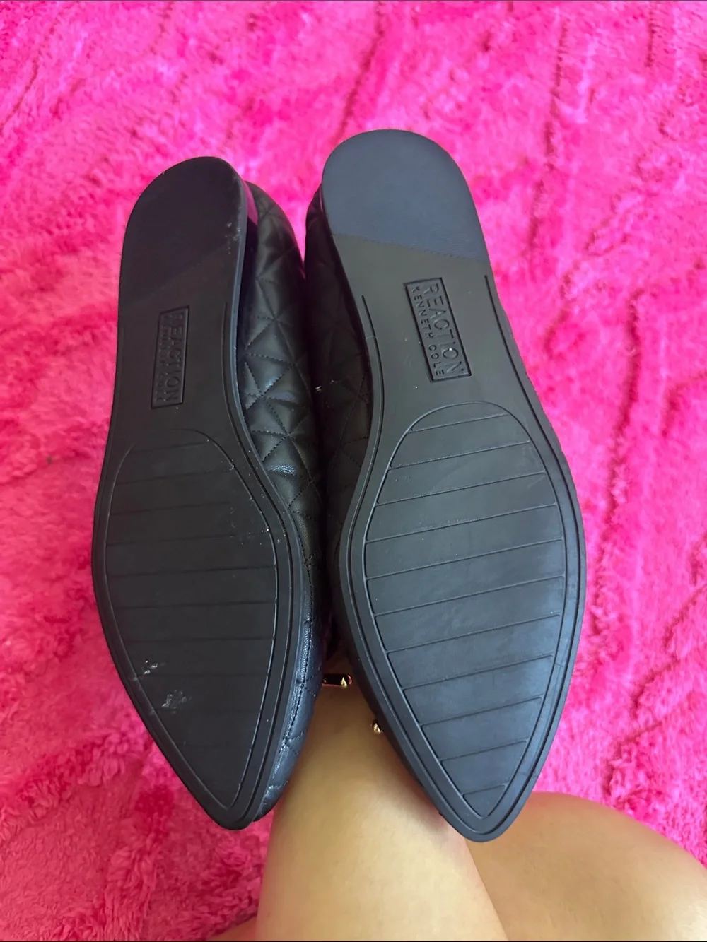 Reaction Kenneth Cole Black Quilted Pointed-Toe Flats with Bow